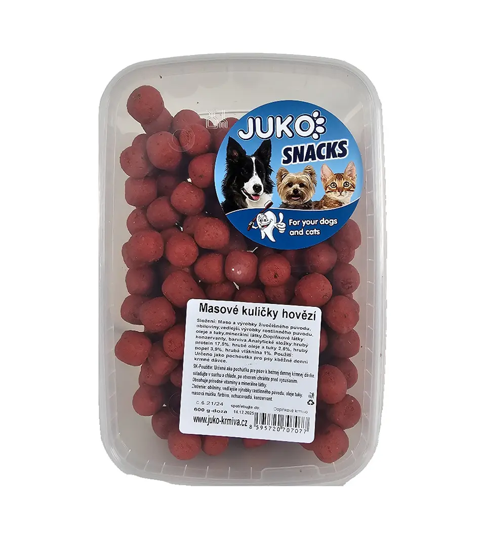 Mäsové guličky hovädzie JUKO Snacks, dóza 600 g