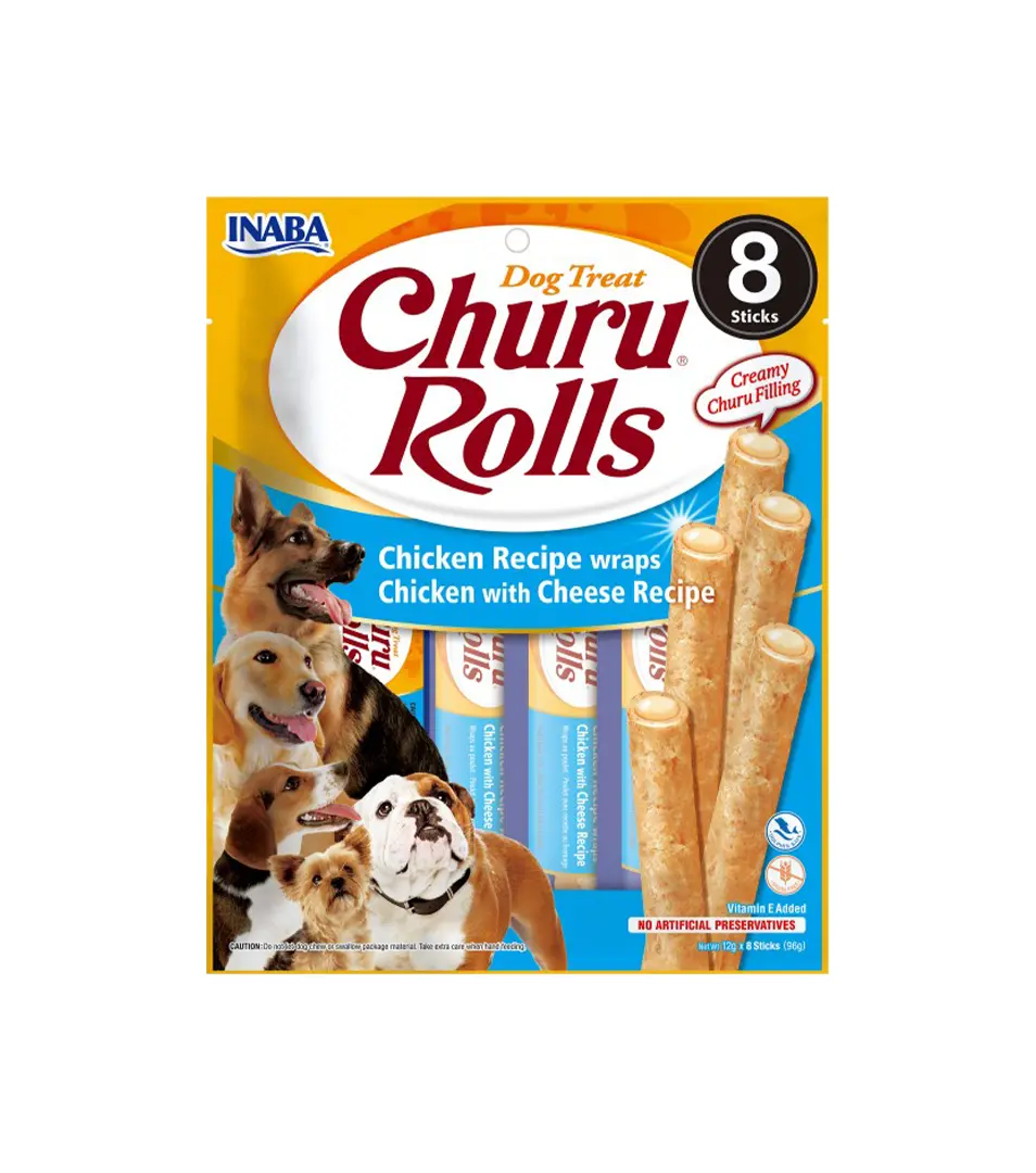 Pamlsok Inaba Churu Rolls dog Kura so syrom 8 ks 96 g