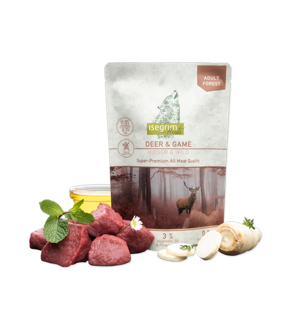 ISEGRIM dog Adult Isegrim Roots, Deer & Game 410 g kapsička